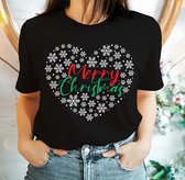 Kerst T-Shirt - Merry Christmas - Zwart maat L