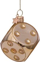 Vondels - Gouden dobbelsteen - Glazen kerstdecoratie - Kerstbal - h5cm