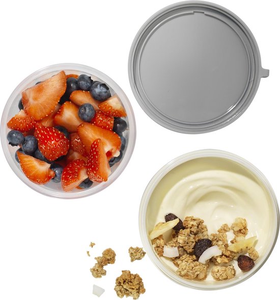 Lock&Lock Yoghurtbeker - Yoghurt beker to go - Muesli beker to go - Lunchbeker - Salade to go - Saladebox - Meeneem - Lekvrij - Large - 760 ml + 310 ml - Wit - LocknLock