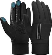 Doreze® Fietshandschoenen maat L - Zwart -  Winddicht en waterbestendig - Handschoenen werkend op touchscreen - Winter handschoenen - Anti-slip handpalm - Rits met reflector