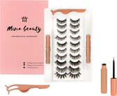 Mina Beauty Magnetische nepwimpers (herbruikbaar) – Wimperset (10 stuks) met 2 magnetische eyeliners en een wimperpincet