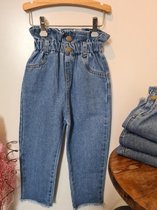 Jeans meisje - Spijkerbroek meisje - Broek meisje - maat 104 - broek met hoge taille - Broek met ruffles