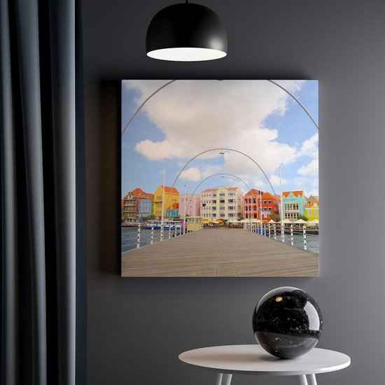 Artaza Peinture sur Toile Willemstad Maisons Colorées à Curaçao - 30x30 - Klein - Photo sur Toile - Impression sur Toile