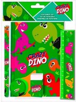 schrijfset Crazy Dino 25 x 19 cm groen 5-delig