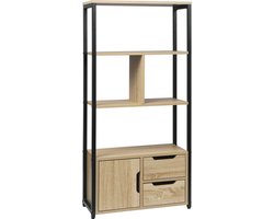 Luxiqo Boekenkast - Boekenrek - Vakkenkast - Boekenkast Industrieel - Boekenkast Kind - Kast - Opbergkast - Kasten - 58 x 24 x 120 cm