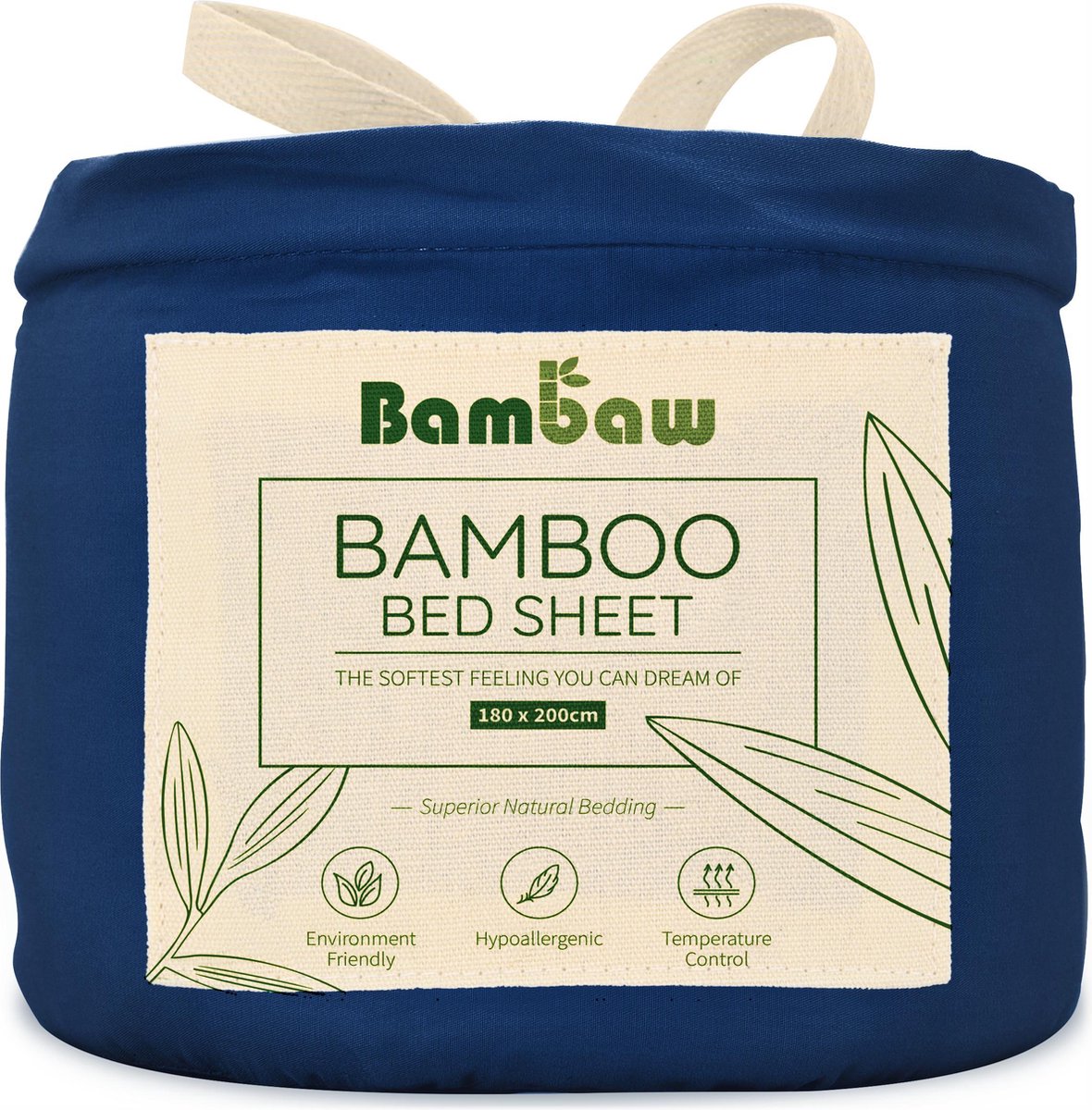 Bamboe Laken | Eco Laken 180 bij 200cm | Blauw marine | Luxe Bamboe Beddengoed | Hypoallergeen Bed Laken | Puur Bamboe Viscose Rayon hoeslaken| Ultra-ademende Stof | Bambaw