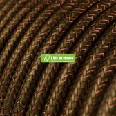 LEDatHOME – 3 aderige - Ronde glinsterende elektrische kabel bedekt met Rayon effen kleur stof - Bruin  – 5 meter | Van buiten SCHITTEREND, van binnen SUBLIEM!