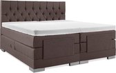 Boxspring Elektrische  Plint 140x220 Compleet Bruin Gecapitoneerd