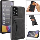 Samsung Galaxy A51 Lederen Hoesje | Back Cover Telefoonhoesje | Pasjeshouder | Zwart