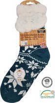 Antonio Huissokken - Hartjes en Sneeuwvlokken - Blauw - Dames - Antislip ABS - One Size (35-42) - Hüttensocken - Warme Sokken - Warme Huissok - Sloffen