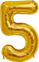3BMT - Goud versiering - Folie Ballon Cijfer 5 – Verjaardag – Grote Ballonnen