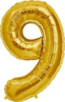 3BMT - Goud versiering - Folie Ballon Cijfer 9 – Verjaardag – Grote Ballonnen