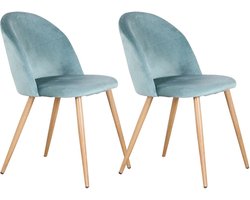 Luxiqo Eetkamerstoel set van 2 | Groen | Fluweel | Velvet | Houten poten | Design eetkamerstoel