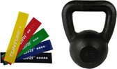 Tunturi - Fitness Set - Weerstandsbanden 5 stuks - Kettlebell 12 kg