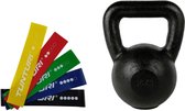 Tunturi - Fitness Set - Weerstandsbanden 5 stuks - Kettlebell 16 kg