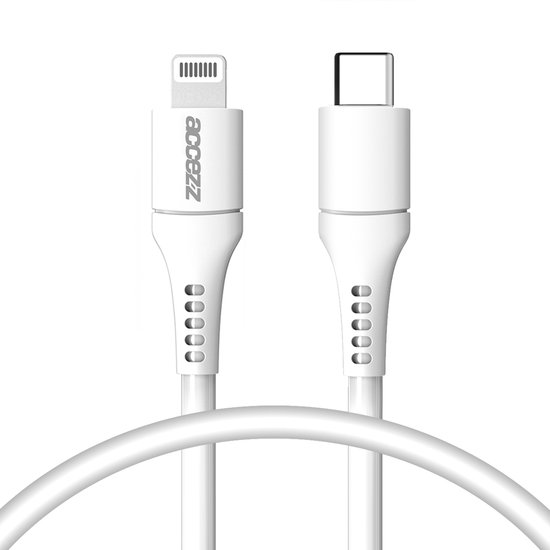 Accezz Geschikt voor Lightning naar USB C Kabel - 0.2 meter - Snellader & Datasynchronisatie - Oplaadkabel geschikt voor iPhone 11/12/13/14 - Wit