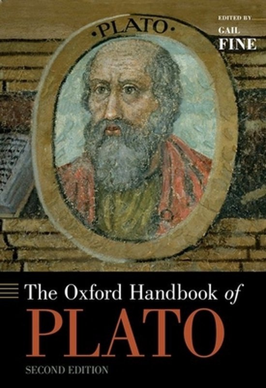 Het Oxford Handbook of Plato, met een portret van Plato en 'Edited by Gail Fine'.