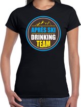 Apres ski t-shirt Apres ski drinking team zwart  dames - Wintersport shirt - Foute apres ski outfit/ kleding/ verkleedkleding XL