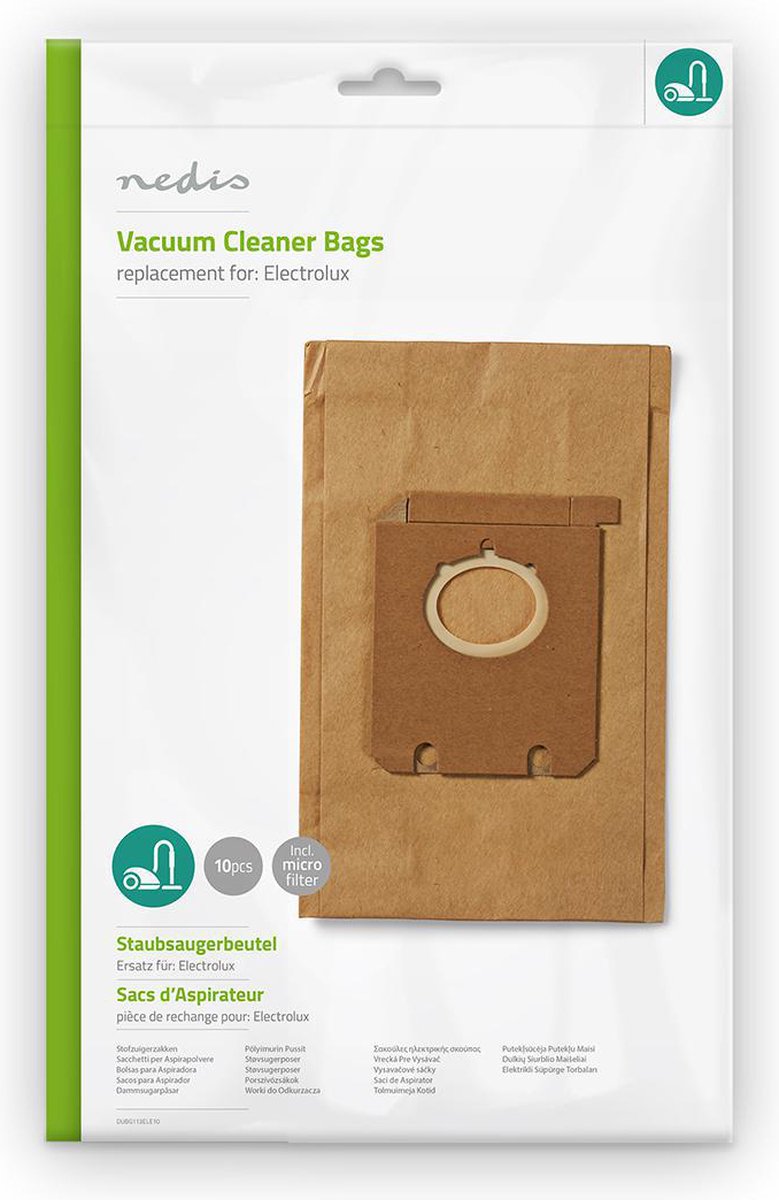 Nedis Stofzuigerzak - 10 Stuks - Papier - Meest verkocht voor: Electrolux - Bruin