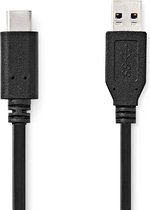 USB-Kabel | USB 3.2 Gen 2 | USB-A Male | USB-C™ Male | 10 Gbps | Vernikkeld | 1.00 m | Rond | PVC | Zwart | Polybag