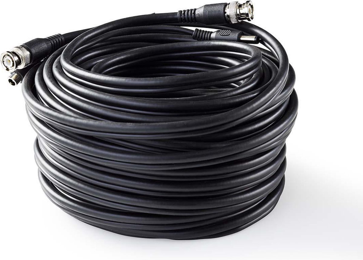 Nedis CCTV-Security Kabel - BNC / DC - 20.0 m - Rond - PVC - Zwart - Gift Box