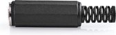 Nedis 3,5 mm Audioconnector - Recht - Female - Vernikkeld - Solderen - Diameter kabelinvoer: 4.0 mm - Polyvinylchloride (PVC) - Zwart - 25 Stuks - Polybag