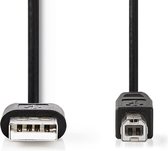 Nedis USB-Kabel - USB 2.0 - USB-A Male - USB-B Male - 7.5 W - 480 Mbps - Vernikkeld - 2.00 m - Rond - PVC - Zwart - Label