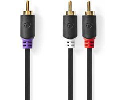 Nedis Subwoofer-Kabel - RCA Male - 2x RCA Male - Verguld - 3.00 m - Rond - 4.0 mm - Antraciet - Doos