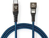 Nedis USB-Kabel | USB 2.0 | Apple Lightning 8-Pins | USB-C™ Male | 480 Mbps | Vernikkeld | 1.00 m | Rond | Gebreid / Nylon | Blauw / Zwart | Cover Window Box