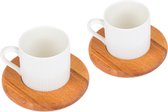 Tasses à café et tasses à expresso durables Joy Kitchen , lot de 2 | tapis en bois | vaisselle barista naturelle | tasse à café sur plateau en bois | tasse à café | tasses en porcelaine | vaisselle à café | accessoires barista | cadeau durable