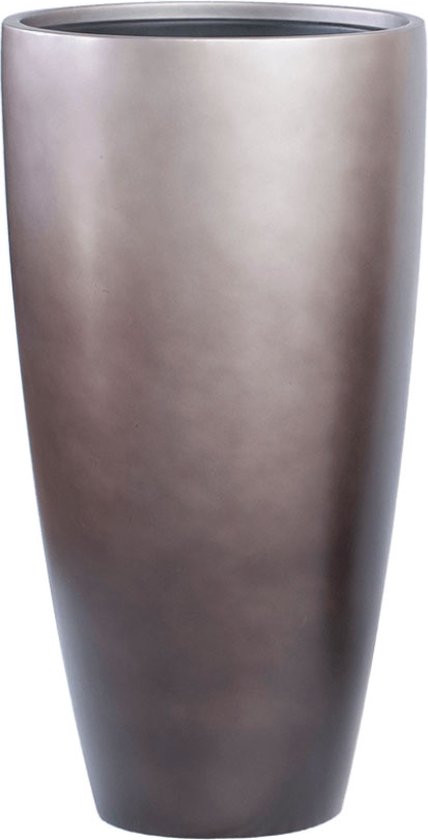 Duoo vaas taupe zilver 75cm hoog | Hoge vaas taupe zilveren metallic dip dye | Grote bloempot plantenbak vazen