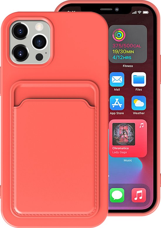 Coque Arrière Apple iPhone 12 | iPhone 12 Pro | Étui pour téléphone | Porte-cartes | Orange / rose