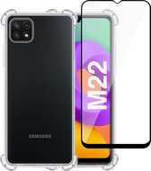 Samsung M22 Hoesje Extra Sterke Case Transparant - Samsung M22 Screenprotector Full