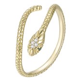 Tracelet - Zilveren Ringen - Ring Cobra Slang | Verstelbaar | Gold color 925 Sterling Zilver - 925 Keurmerk Stempel - 925 Zilver Certificaat - In Leuke Cadeauverpakking