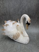 House of Seasons Decoratief beeld Zwaan champagne kleur H30cm