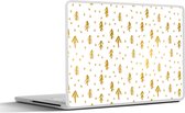 Laptop sticker - 11.6 inch - Kerstmis - Dennentak - Goud - Patronen - 30x21cm - Laptopstickers - Laptop skin - Cover