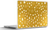 Laptop sticker - 11.6 inch - Kerst - Goud - Patroon - 30x21cm - Laptopstickers - Laptop skin - Cover