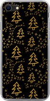 Geschikt voor iPhone SE 2020 hoesje - Kerst - Goud - Zwart - Patroon - Siliconen Telefoonhoesje
