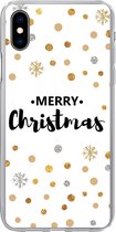 Geschikt voor iPhone Xs hoesje - Merry Christmas - Kerst - Goud - Quotes - Spreuken - Siliconen Telefoonhoesje