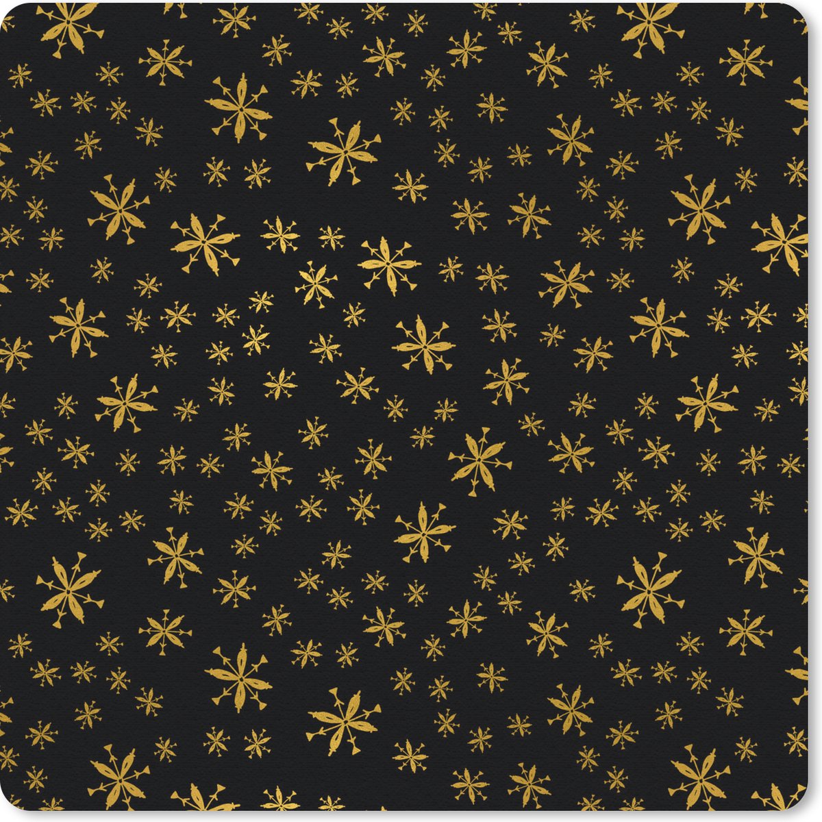 Muismat 20x20 cm - Mousepad Kerst - Sneeuwvlok - Goud - Muismatten