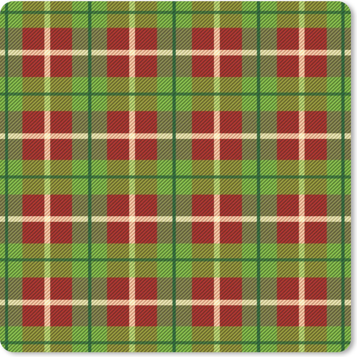 Muismat 30x30 cm - Mousepad Kerst - Plaid - Groen - Rood - Schotse ruit - Muismatten
