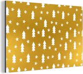 Wanddecoratie Metaal - Aluminium Schilderij Industrieel - Sterren - Kerstboom - Goud - 60x40 cm - Dibond - Foto op aluminium - Industriële muurdecoratie - Voor de woonkamer/slaapkamer