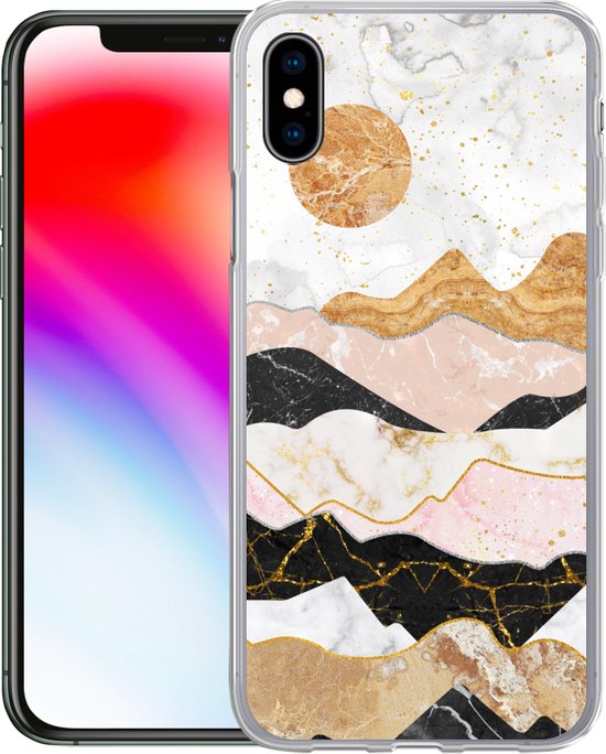 Coque iPhone Xs - Imprimé Marbre - Goud - Pastel - Coque en Siliconen -