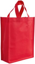Shopper Bag - 10 stuks - Rood - 24 x 30 x 10 - Non Woven - Shopper tas