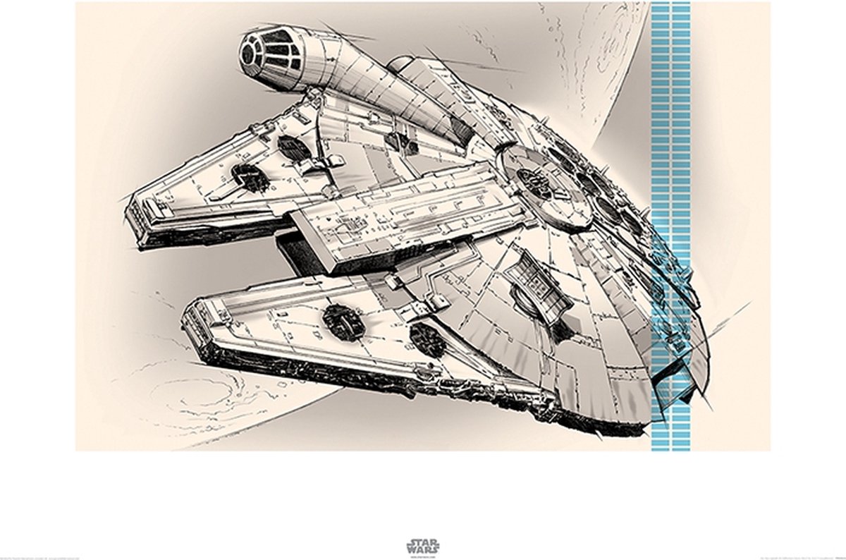 Star Wars Pyramid Poster - Star Wars Episode Vii Millennium Falcon Pencil - 60 X 80 Cm - Multicolor Multi color