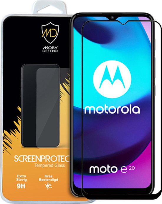 Motorola Moto E20 Screenprotector - MobyDefend Screensaver Met Zwarte Randen - Gehard Glas - Glasplaatje Geschikt Voor Motorola Moto E20