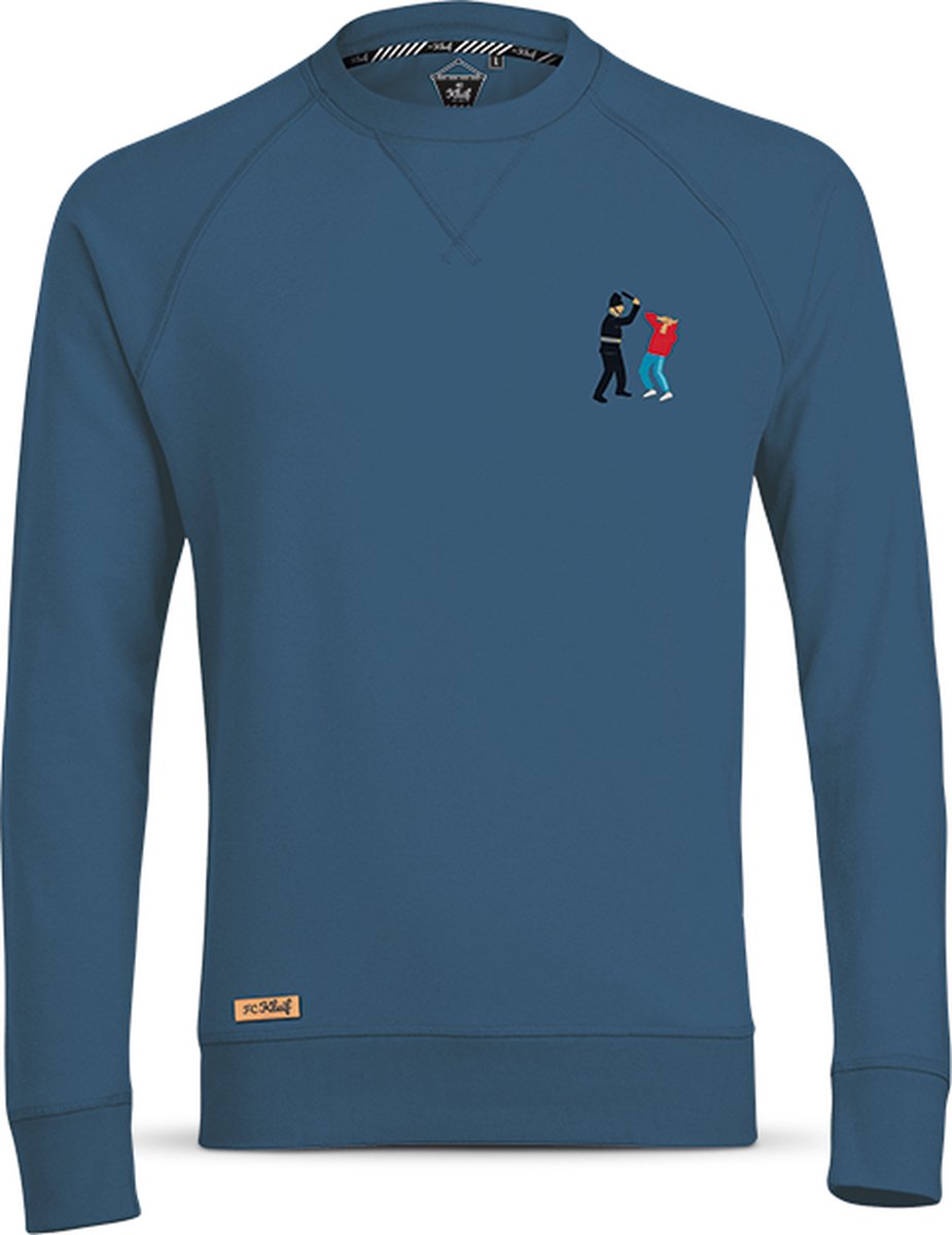 FC Kluif 'Bobby Hooligan' sweater blauw - Maat S / Small - Heren lifestyle trui - Katoen