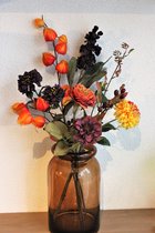 Bloemen op 12 - Zijden Boeket - Veldboeket - Herfst kleuren - 7 stelen - 70 cm hoog.