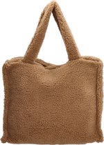 Charm London Teddy Shopper met Rits - Zachte Schoudertas Dames - 16.6L - Camel