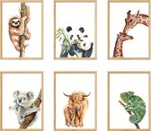 DutchDesign – luxe set jungle posters dieren voor kinderkamer –  design A4 formaat posters muurdecoratie babykamer